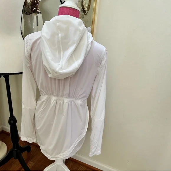 Lululemon 12 maybe Kicking Asphalt Jacket White Full Zip Thumbholes Hood - Picture 6 of 9